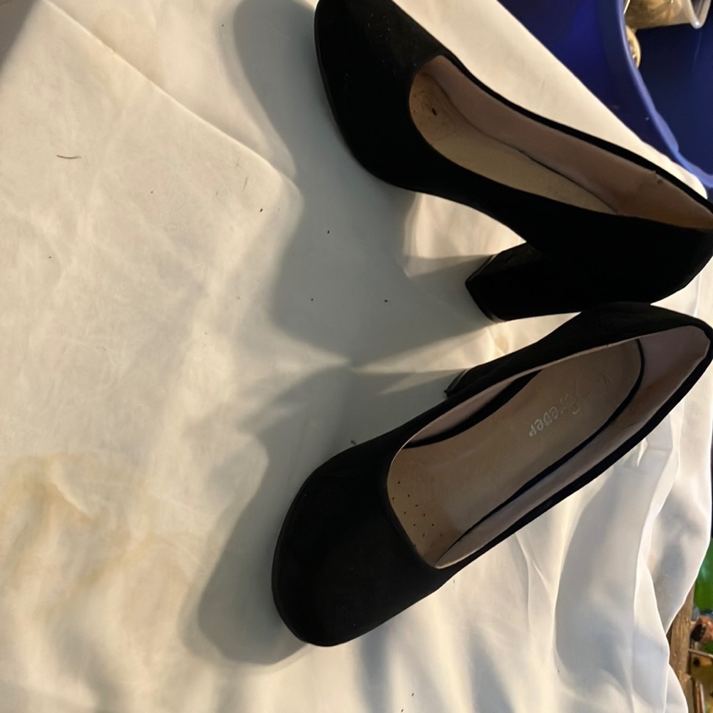 Black womens shoes Chunky heels